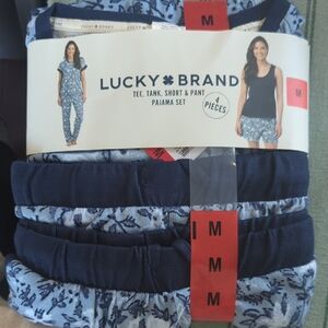 Lucky Brand Navy and Light Blue Pajama Set